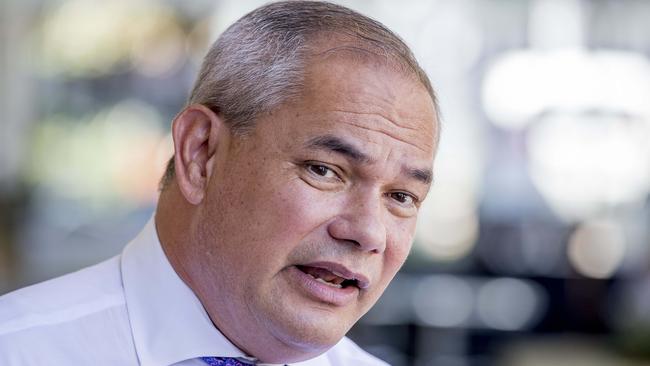 Gold Coast Mayor Tom Tate talking to the media about the new Gold Coast sign at Yatala. Picture: Jerad Williams