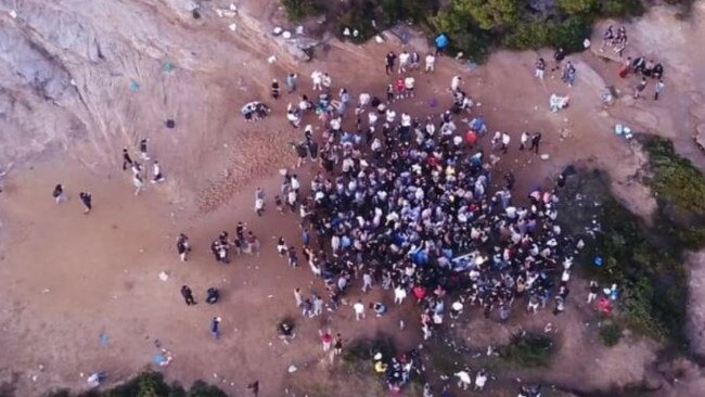 The alleged party on Sunday morning on headland south of Maroubra Beach. Picture: Facebook