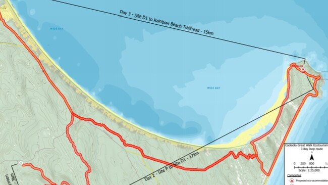 Multiple “luxury” camping sites are proporsed to be built along the 102km Cooloola Great Walk between Rainbow Beach and Noosa North Shore.