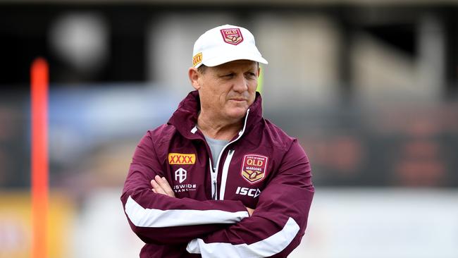 BRISBANE, AUSTRALIA - JULY 05: Coach Kevin Walters watches on during a Queensland Maroons State of Origin training session at Langlands Park on July 05, 2019 in Brisbane, Australia. (Photo by Bradley Kanaris/Getty Images)