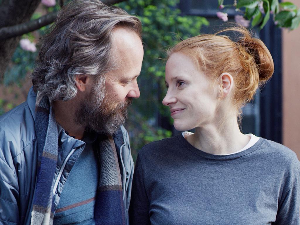 Peter Sarsgaard and Jessica Chastain in a scene from Memory.