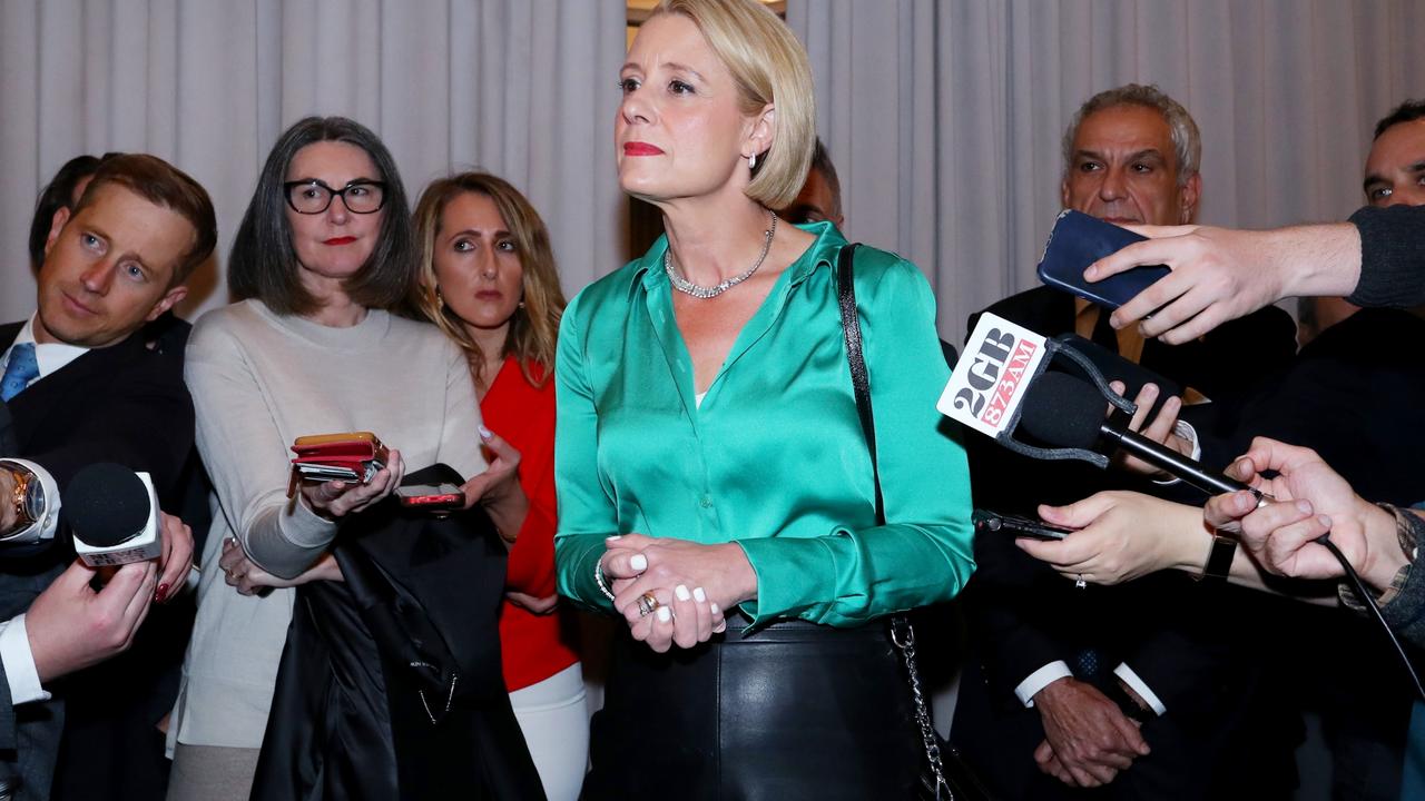 Ms Keneally speaking to reporters at Club Marconi in Fowler on Wednesday night. Picture: Lisa Maree Williams/Getty Images