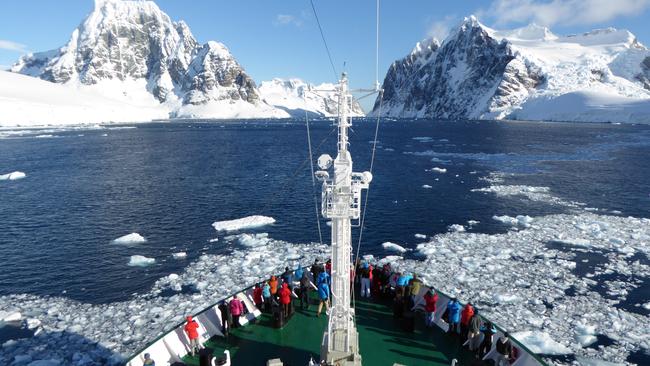 The Akademik Ioffe navigating the Lemaire Channel in Antarctica. Picture: Angela Saurine