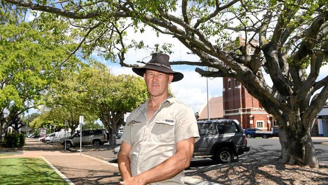 SAVE THE TREES: Landcare&#39;s Mike Johnson says the trees in Buss Park are suffering from a lack of water and nutrients in the ongoing drought. Picture: Mike Knott BUN200319LAND1