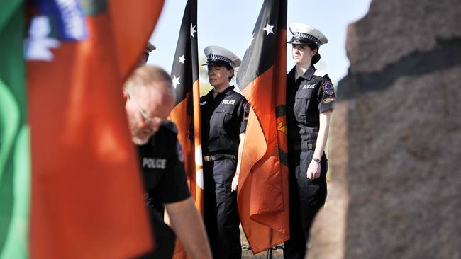 A ceremony was held in 2014 to mark the 15-year anniversary of police officer Glen Huitson’s death. He was the first policeman to be murdered on duty in the Territory for 47 years. PICTURE: Elise Derwin