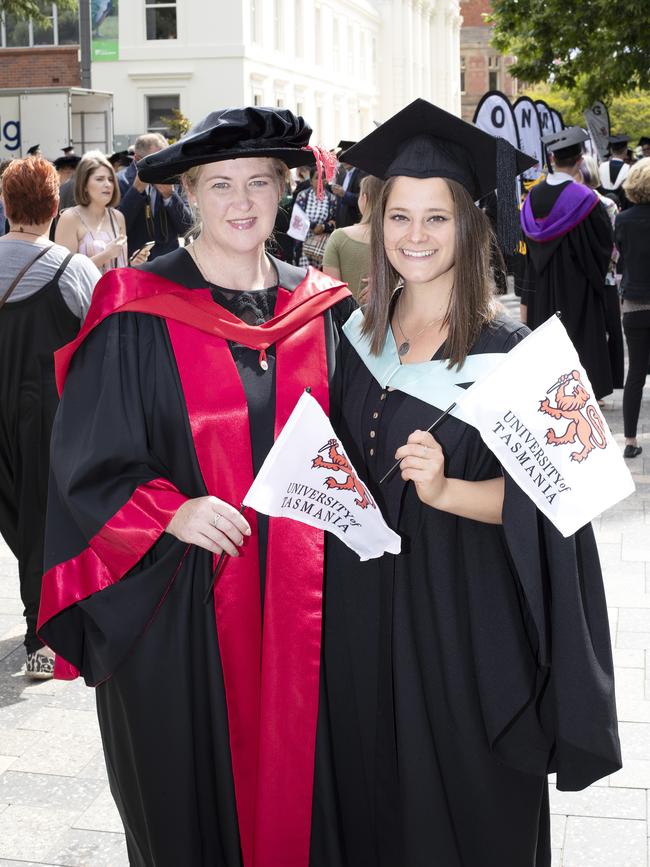 Dr Michelle Parks and Chelsea Cook at the UTAS Graduation at Launceston. PICTURE CHRIS KIDD