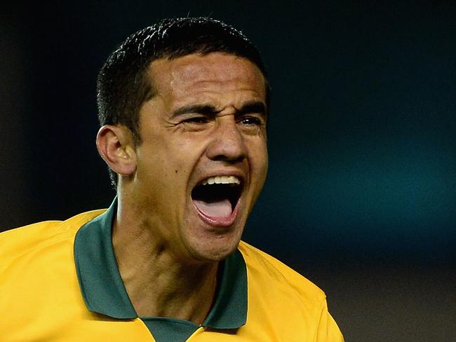 LONDON, ENGLAND - MARCH 05: Tim Cahill of Australia celebrates his goal during the International Friendly match between Australia and Ecuador at The Den on March 5, 2014 in London, England. (Photo by Jamie McDonald/Getty Images)