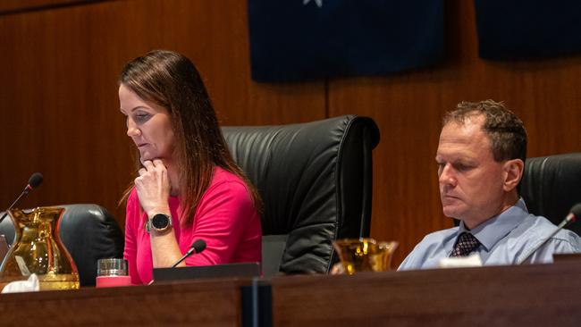 Cairns Regional Council Mayor Amy Eden and CEO John Andrejic during the ordinary Council meeting on June 5th.