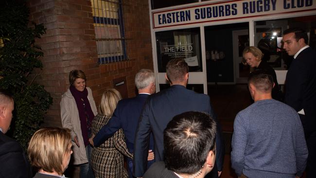 Malcolm and Lucy Turnbull arrive at the Eastern Suburbs Rugby Union Club in Rose Bay on Monday night.