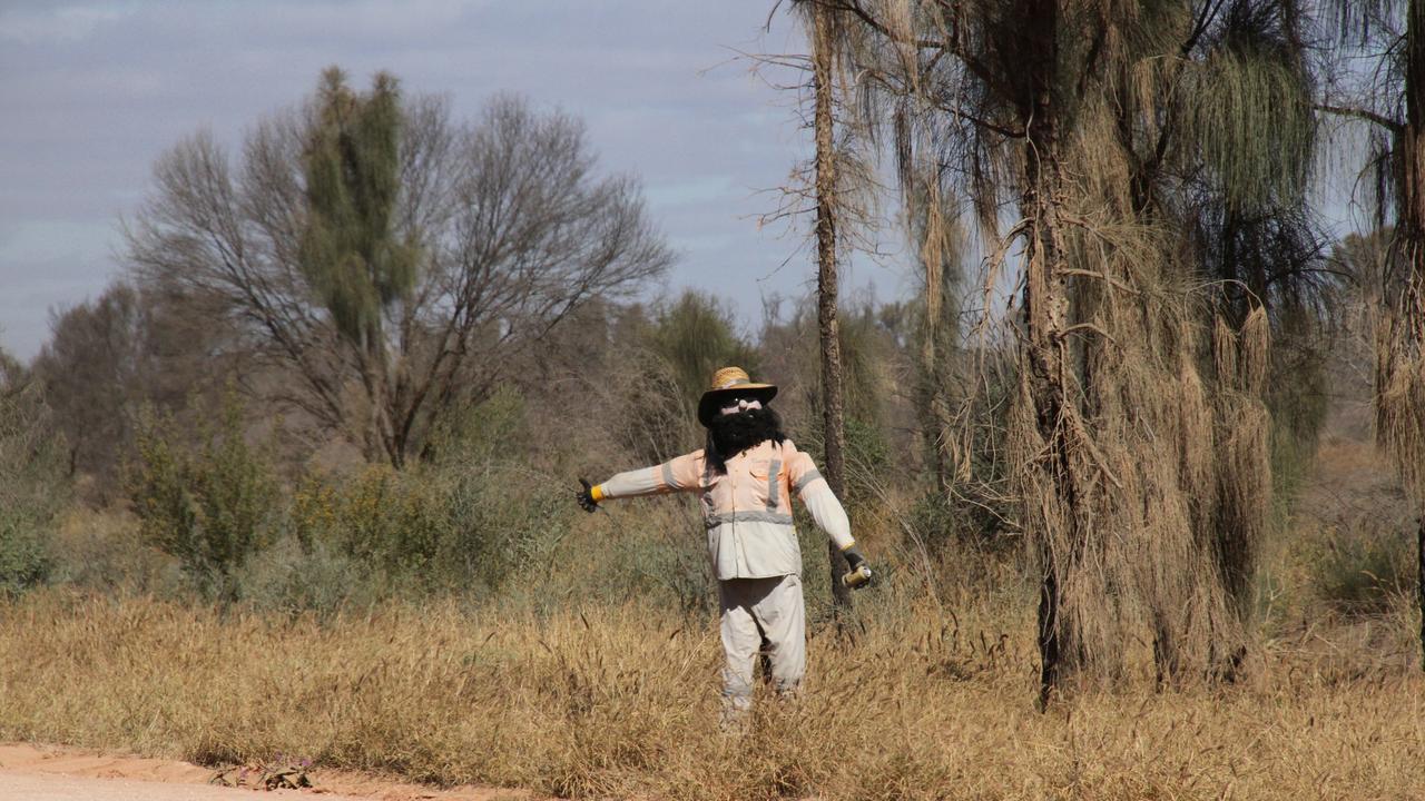A creative camp marker. The 2025 Finke Desert Race has begun, with hundreds of punters lining the track south of Alice Springs to catch the action. Picture: Gera Kazakov