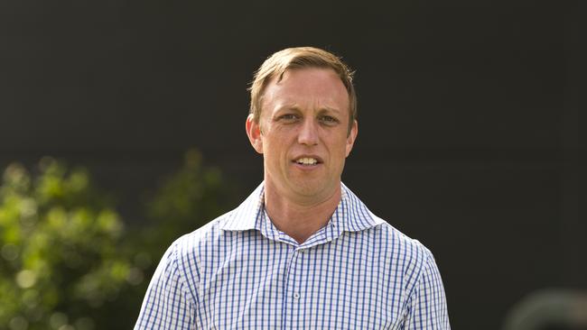 Queensland Health Minister Steven Miles speaks to media at Toowoomba Hospital amid the COVID-19 coronavirus pandemic, Thursday, April 9, 2020. Picture: Kevin Farmer