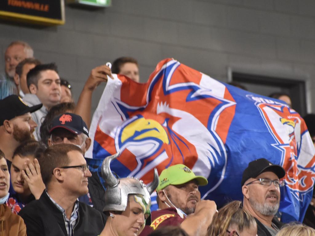 Fans at the Canberra Raiders v Sydney Roosters round 25 match at BB Print Stadium, September 2, 2021. Picture: Matthew Forrest