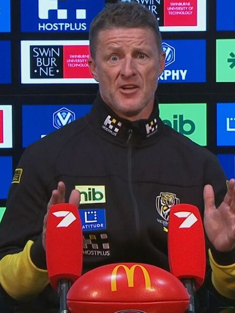 Damien Hardwick speaks after losing to the Saints.