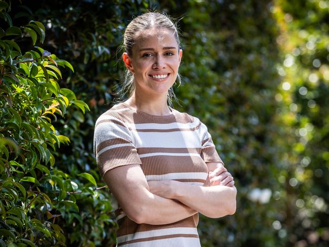 Kara Hateley, 29, found she carried the BRCA 2 gene after taking part in a study to screen people aged 18-40 for genetic conditions. Picture: Jake Nowakowski