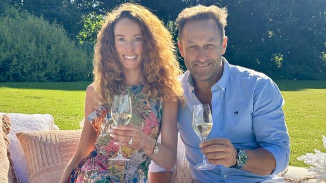 Belinda Vickers and Hayden Burbank celebrate their engagement.