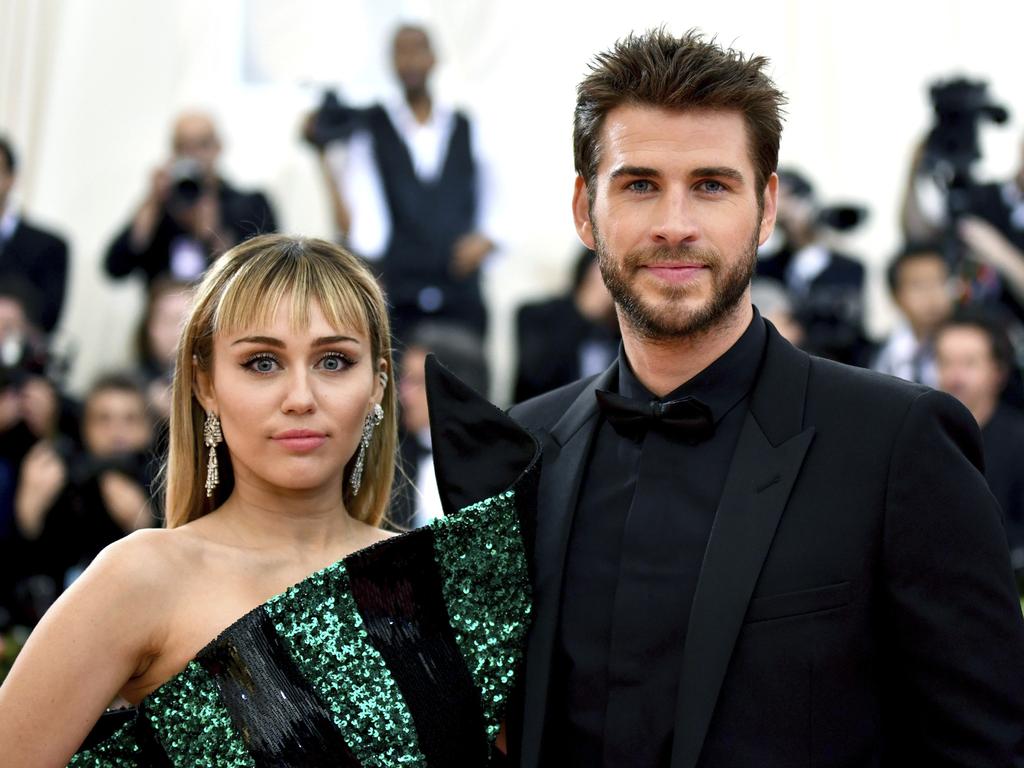 Miley Cyrus and Liam Hemsworth, pictured at the 2019 Met Gala, have confirmed they are separating. Picture: Charles Sykes