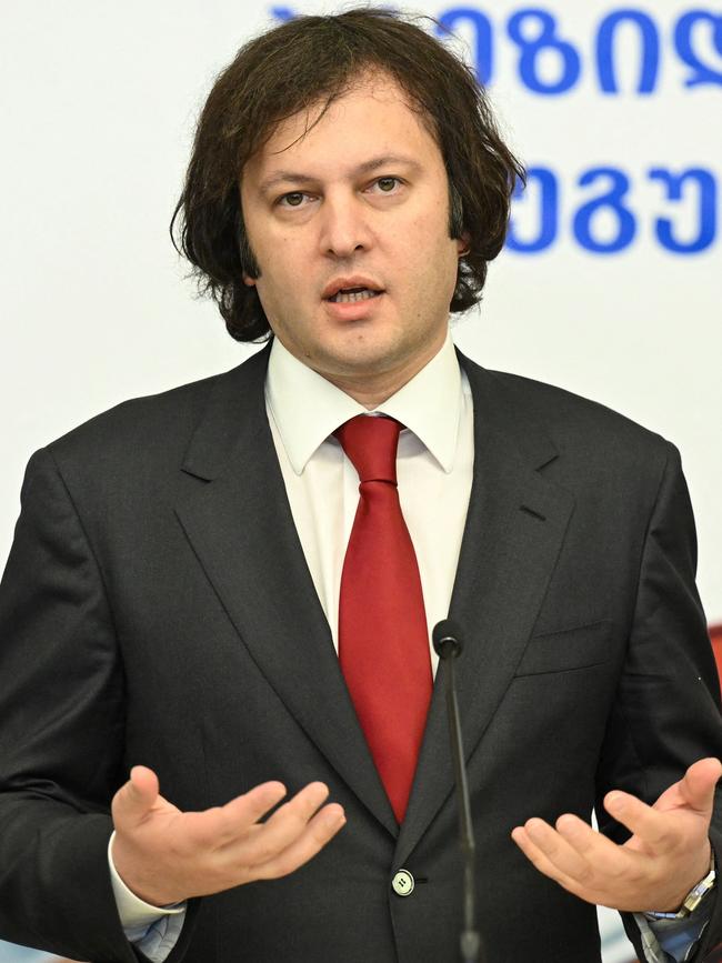 Georgia's Prime Minister Irakli Kobakhidze speaks. Picture: AFP