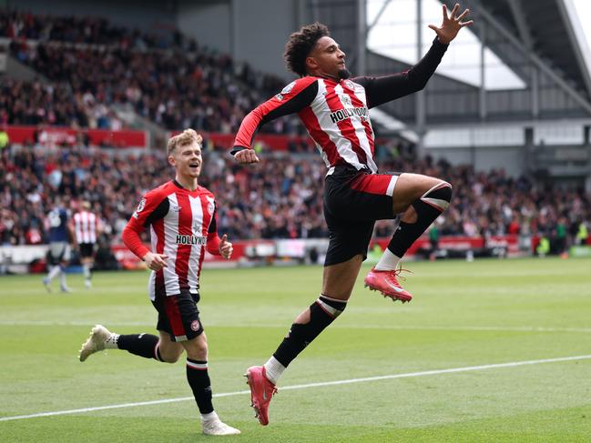 Kevin Schade celebrates scoring Brentford's second goal. Picture: Getty Images