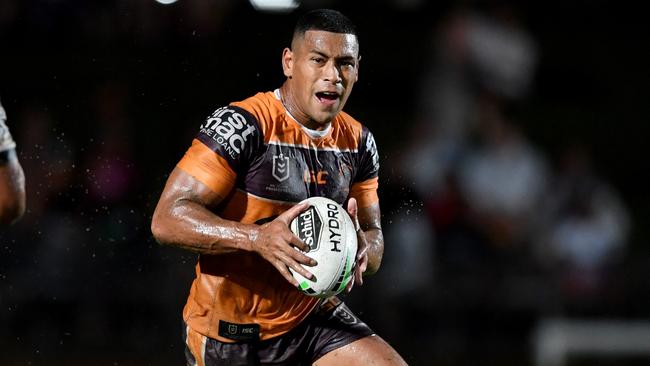 Jamayne Isaako is losing his grip on the Broncos’ No. 1 jersey after being outshone by fellow fullback contender Jack Bird against the Cowboys. Picture: Gregg Porteous/NRL Photos