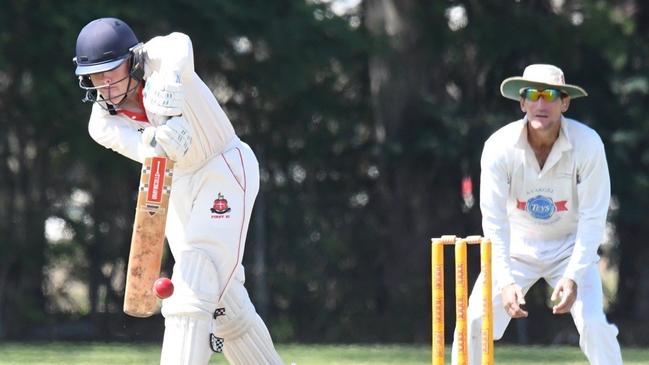 Matt Van Bael made 20 in Sunday's third grade cricket grand final and finished the season with 497 runs. Photo: Geoff Connor