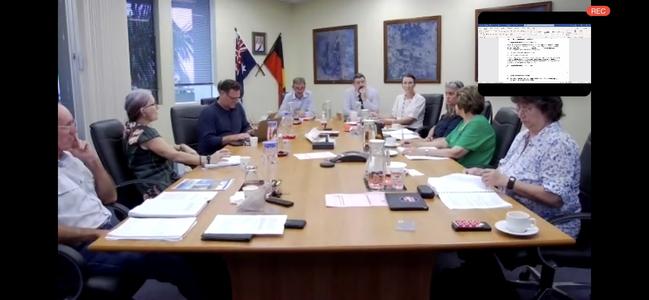 Rous County councillors Robert Mustow, Sandra Humphrys, Simon Richardson, Keith Williams, general manager Phillip Rudd, a female Rous member of staff, Vanessa Ekins, Sharon Cadwallader and Darlene Cook at the December 16 meeting in Lismore. Byron Shire councillor Basil Cameron was also present at the meeting.