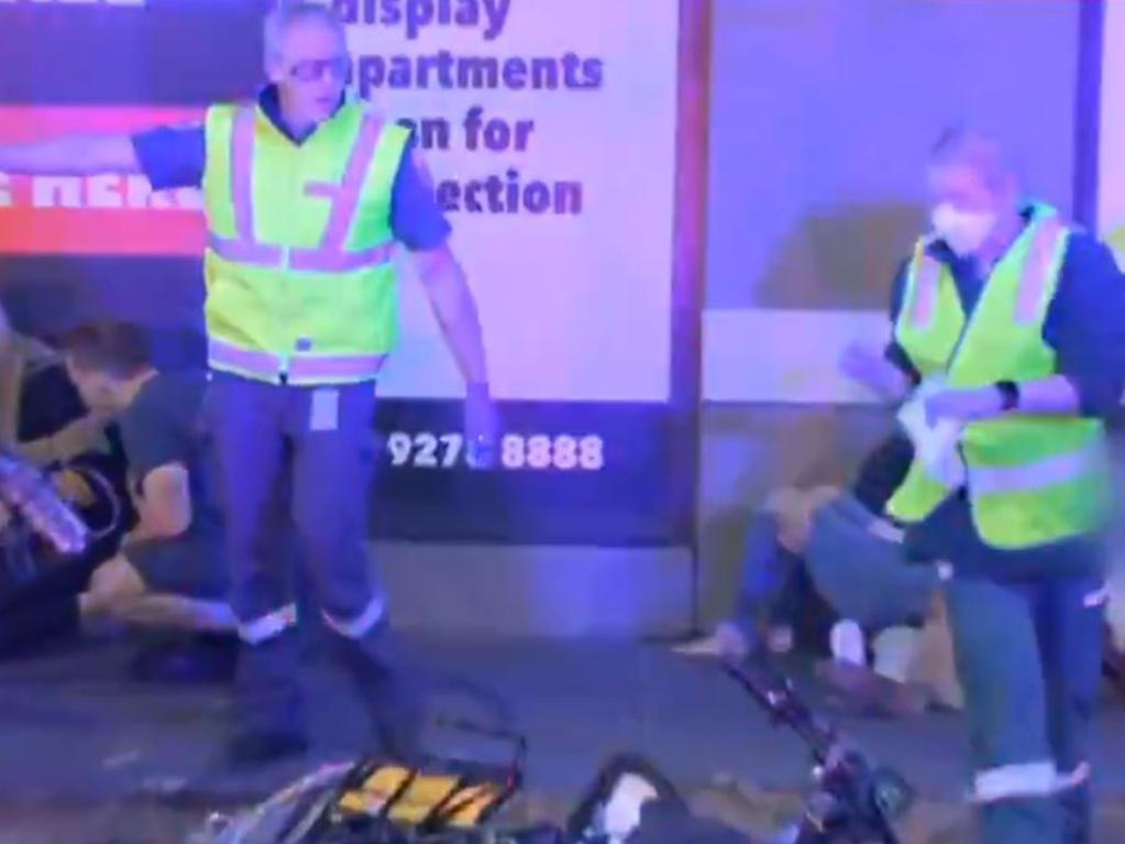 Paramedics at the scene. Picture: Seven News