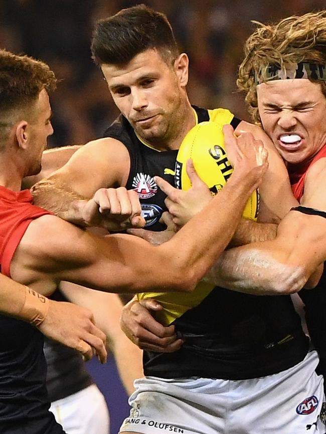 Cotchin also did the hard stuff. Picture: Getty Images