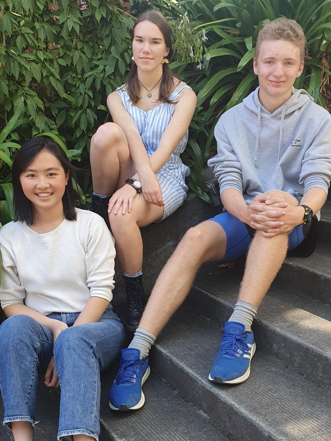 Elizabeth College student leaders Jane Wong, Caitlin Ross and Josh Glover. Source: SUPPLIED.