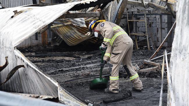 Fire aftermath at 385-387 Hobart Rd, Youngtown, January 22, 2023. Picture: Alex Treacy