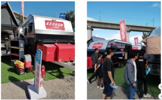 A photo of a 'Kedron' branded caravan at a Beijing caravan show. Picture: Supplied