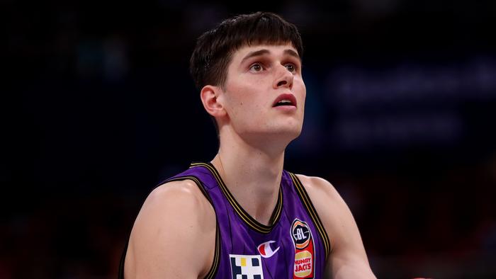 SYDNEY, AUSTRALIA - OCTOBER 22: Alex Toohey of the Kings shoots from the free throw line during the round four NBL match between Sydney Kings and Tasmania JackJumpers at Qudos Bank Arena on October 22, 2023 in Sydney, Australia. (Photo by Jason McCawley/Getty Images)