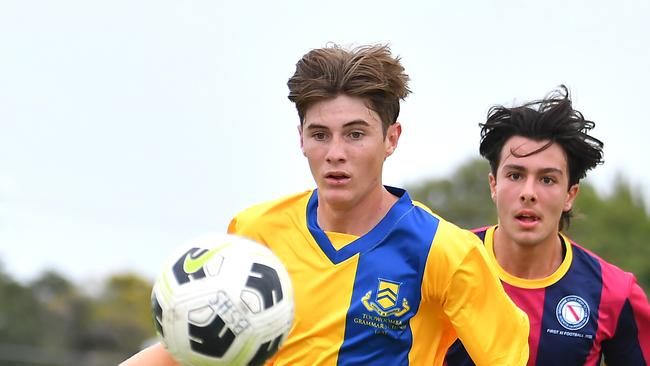 GPS first XI soccer, Brisbane SHS v Toowoomba Grammar. Saturday April 29, 2023. Picture, John Gass