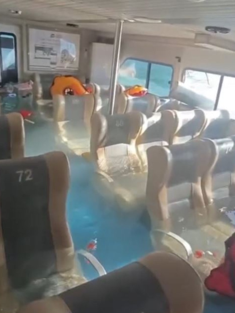 The inside of the boat quickly flooded. Picture: Facebook/Denpasar Viral
