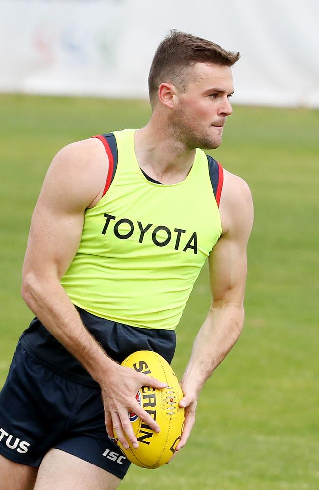 Brad Crouch returns from a hamstring injury against Hawthorn on Tuesday night, but will he return to the club next year? Picture: Sarah Reed.