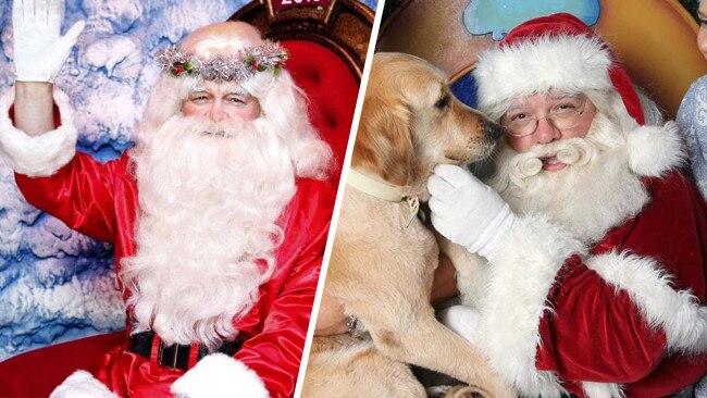 Santa’s magic is so strong it allows him to be in two department stores at once, with completely altered facial features.