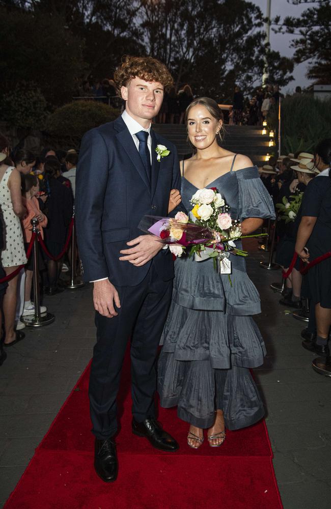 Lacey Harth and partner Will McDonald arrive at The Glennie School formal at Picnic Point, Thursday, September 12, 2024. Picture: Kevin Farmer