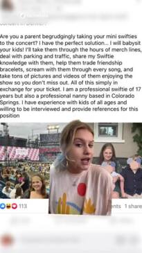 This nanny will take your kids to the Taylor Swift concert so you don't have to