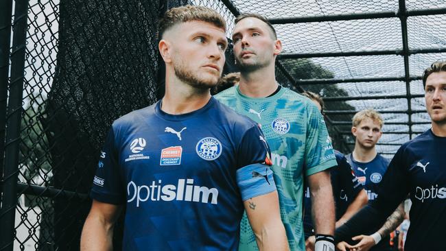 Oakleigh captain Joe Guest and goalkeeper Nick Feely. Picture: OCFC