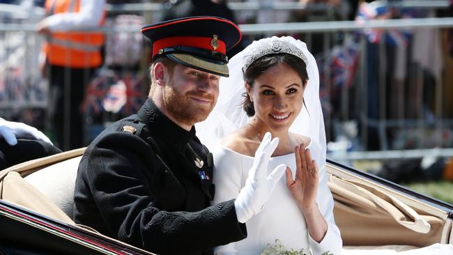 Prince Harry and Meghan pictured after their wedding ceremony. Picture: Aaron Chown – WPA Pool/Getty Images