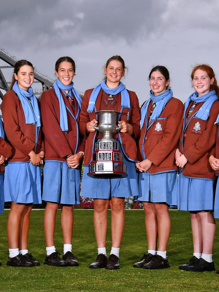 Some members of the All Hallows' School rowing shed - Ameila Gallagher, Isabel Pattison, Danielle Watt, Gabby Ryan, Estella Sands. Picture, John Gass