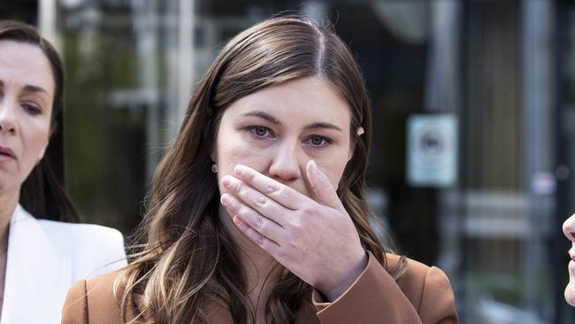 Brittany Higgins outside the Magistrates Court in Canberra. Picture: NCA NewsWire/Gary Ramage