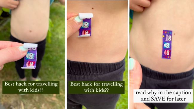 Jasmine had a handy hack for parents that works during road trips. Images: Instagram / @rainbow.construction