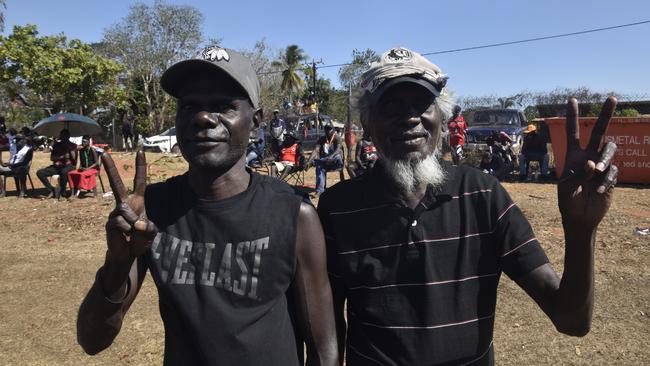 Fans at the Tiwi Island Football League grand final between Tuyu Buffaloes and Pumarali Thunder. Picture: Max Hatzoglou