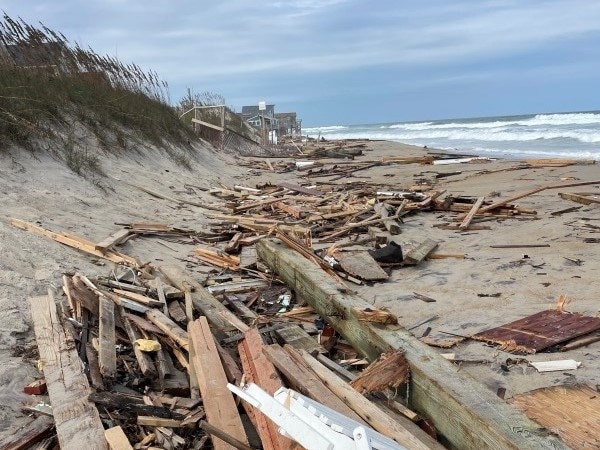 Swimmers and surfers were urged to stay out of the water as debris washed up on the shore. Picture: NPS