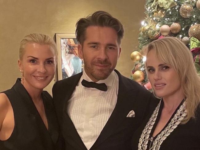 Hugh Sheridan with Rebel Wilson and her partner Ramona Agruma.