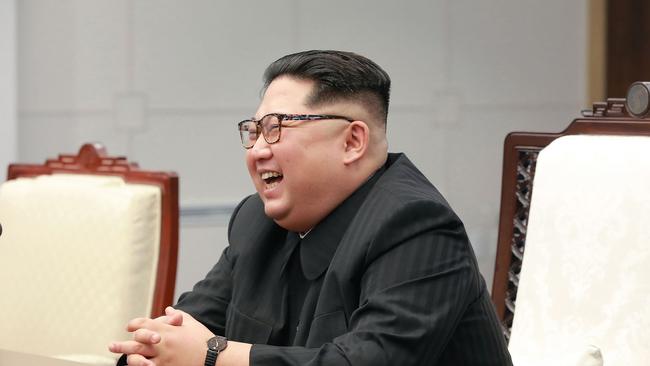 Kim Jong-un was all smiles in a meeting with South Korea's President Moon Jae-in last month. Picture: AFP.