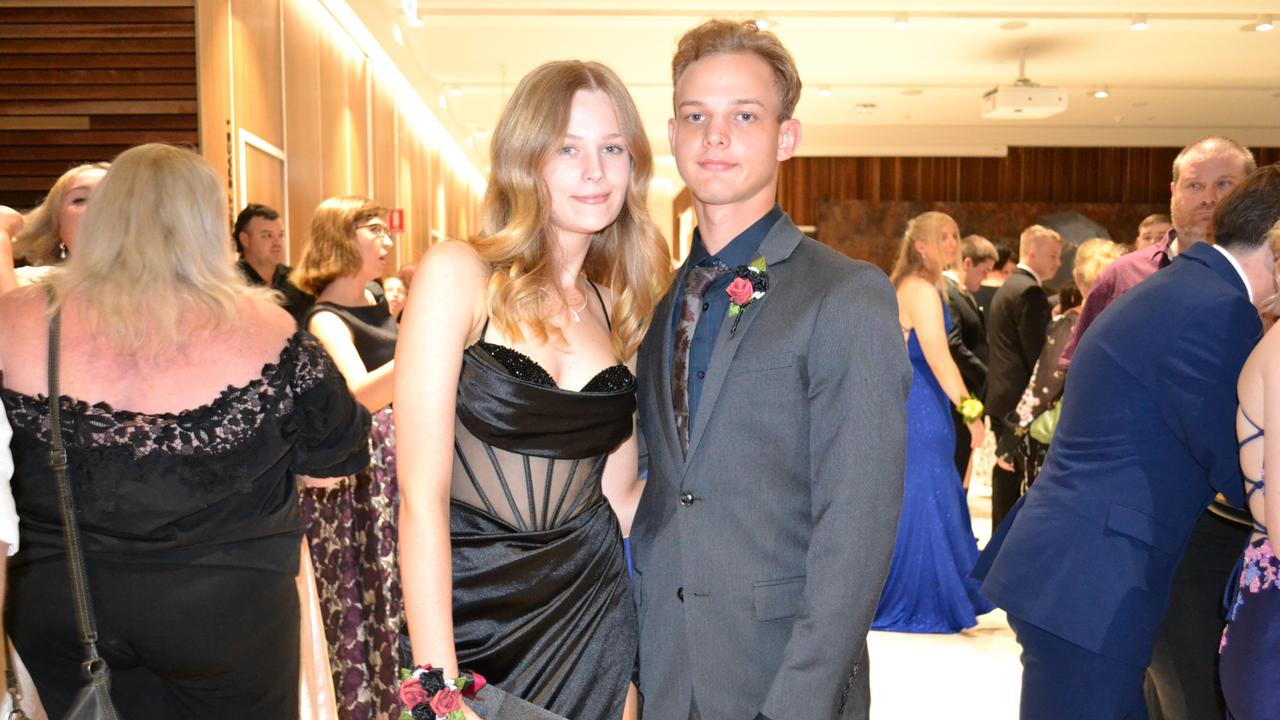 Jessica McNaught and Liam Perkins at Lowood State High School formal in Ipswich Civic Centre on Wednesday, November 13, 2024. Picture: Amber Blums