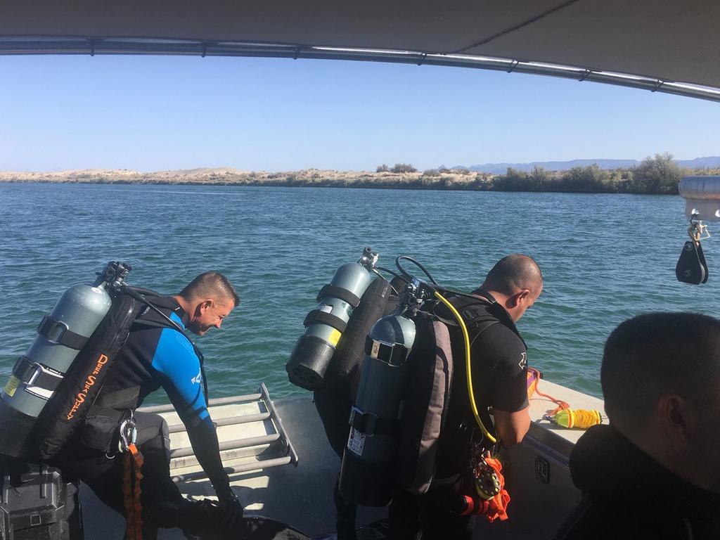 A police diver team assist with the search for the missing boaters. Picture: Los Angeles Sheriff Department Special Enforcement Bureau via AP