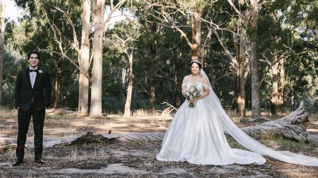 The couple had their reception at Wattle Park Chalet Photo location: Lygon Street Carlton Picture: Tree Studio