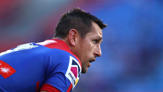 Mitchell Pearce of the Knights looks on during the round nine NRL match between the Newcastle Knights and the Parramatta Eels at McDonald Jones Stadium on July 12.